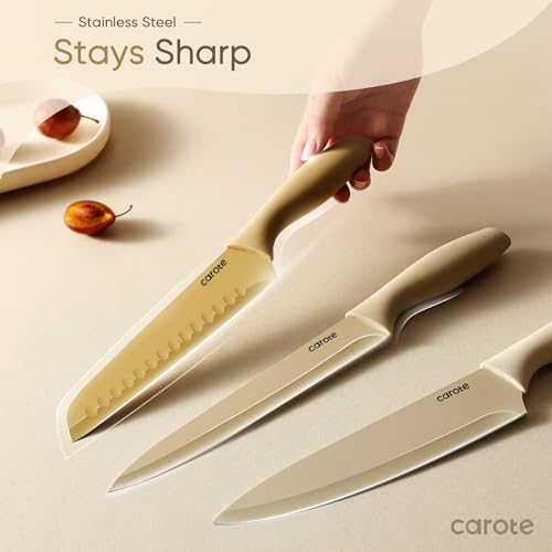 CAROTE 12-Piece Kitchen Knife Set, Stainless Steel, Nonstick