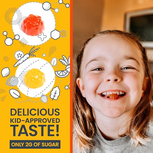 FIRST DAY Kids Daily Multivitamin Gummies – Vitamin A, D3, B6, B12, C, K2 & More to Support Growth, Brain Function, Immunity – Made w/Organic Fruits & Veggies, Only 2g Sugar – 30 Day Supply