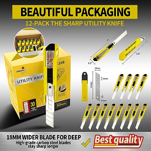 12-Pack Utility Knife with 30 Extra Blades