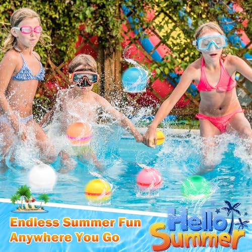 Reusable Silicone Water Balloons for Summer, Kids & Adults, Refillable, Magnetic Self-Sealing, Outdoor Activities (12PCS -B)