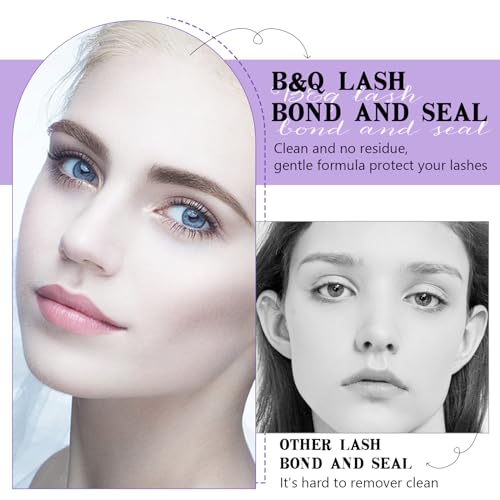 B&Q Lash Bond and Seal Waterproof 10ML Bond and Seal Lash Glue Long Lasting Lash Cluster Glue Black Lash Bond DIY Lash Extension Bond and Seal for Beginner Eyelash Bond and Seal (YJShuangT-Black)