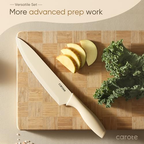 CAROTE 12-Piece Kitchen Knife Set, Stainless Steel, Nonstick
