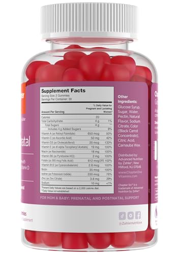 Zahler - Womens Prenatal Gummies - Grape Flavor - Prenatal Vitamins for Women with Folic Acid - Vegetarian & Kosher Pregnancy Vitamins - Womens Prenatal Multivitamin with A C D3 E B6 B12-60 Count