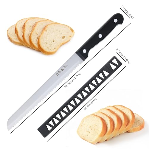 Steel Bread Knife for Homemade Bread, Bagels & Cake
