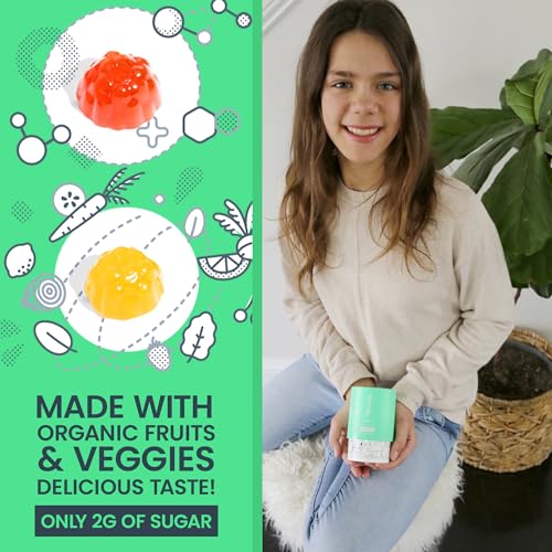 FIRST DAY Teens Daily Kickstart Multivitamin Gummies for Ages 14+ – Vitamins A, B1, B2, B6, E, B12, C, D3 & K2 + Zinc & Folate – Made w/Organic Fruits & Veggies, Only 2g Sugar – 30 Day Supply