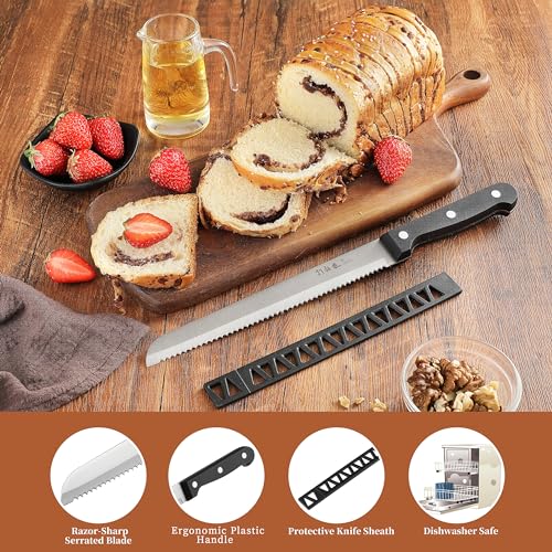 Steel Bread Knife for Homemade Bread, Bagels & Cake