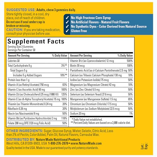 Nature Made Advanced Multivitamin Gummies for Him with Magnesium Citrate, Calcium & All 8 B Vitamins, Multivitamin for Men, 90 Gummies, 30 Day Supply