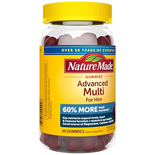 Nature Made Advanced Multivitamin Gummies for Him with Magnesium Citrate, Calcium & All 8 B Vitamins, Multivitamin for Men, 90 Gummies, 30 Day Supply