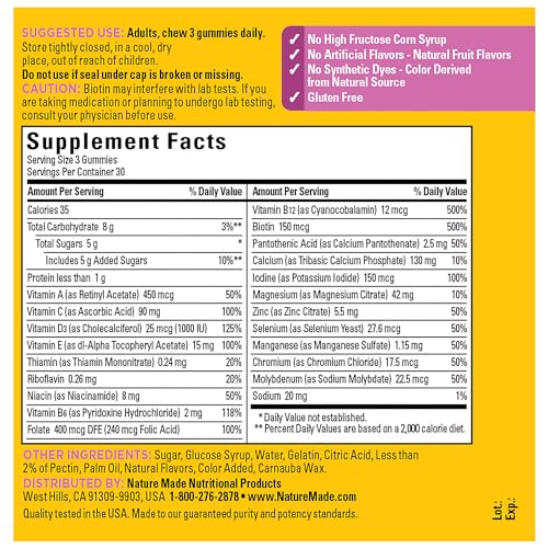 Nature Made Advanced Multivitamin Gummies for Her with Magnesium Citrate, Calcium & All 8 B Vitamins, Multivitamin for Women, 90 Gummies, 30 Day Supply