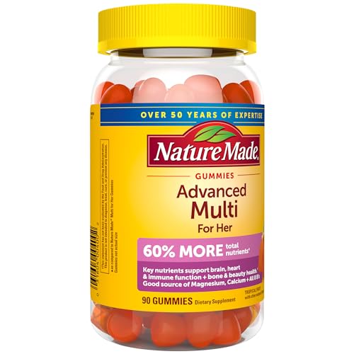 Nature Made Advanced Multivitamin Gummies for Her with Magnesium Citrate, Calcium & All 8 B Vitamins, Multivitamin for Women, 90 Gummies, 30 Day Supply