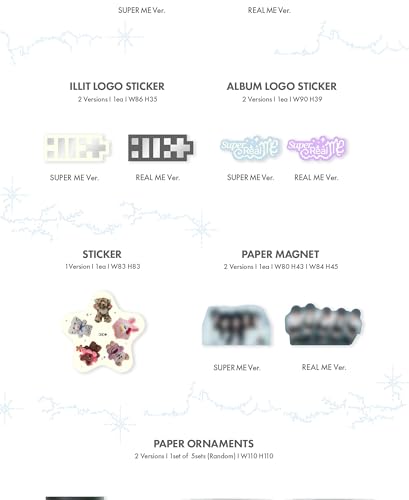 ILLIT Super Real ME 1st Mini Album CD+Poster with Lyrics on Pack+Photobook+Photocard A+Photocard B+Sticker+Paper Magnet+Paper Ornaments+Tracking Sealed (Super ME Version)