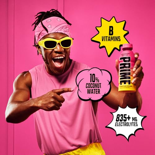 PRIME Hydration STRAWBERRY BANANA | Sports Drinks | Electrolyte Enhanced for Ultimate Hydration | 250mg BCAAs | B Vitamins | Antioxidants | 1g Of Sugar | 16.9 Fluid Ounce | 12 Pack
