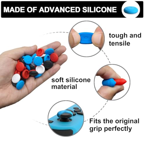 8Pcs Cute Soft Silicone Switch Joycon Thumb Grips Caps, Joystick Caps Compatible with Nintendo Switch/OLED/Switch Lite, Analog Stick Grips Button caps for Switch (B-Mix)