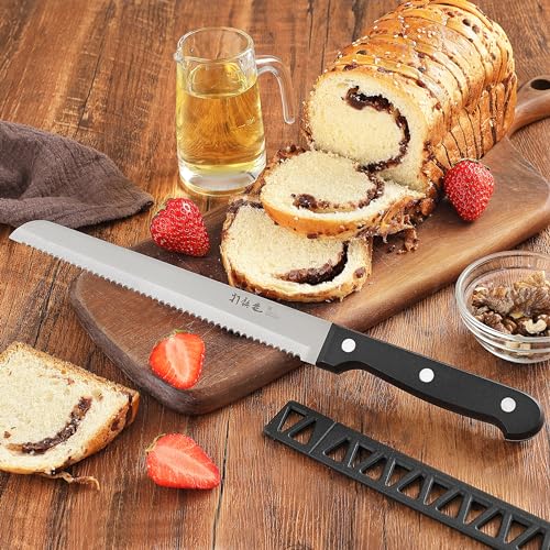 Steel Bread Knife for Homemade Bread, Bagels & Cake