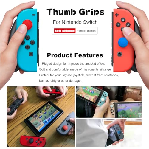 8Pcs Cute Soft Silicone Switch Joycon Thumb Grips Caps, Joystick Caps Compatible with Nintendo Switch/OLED/Switch Lite, Analog Stick Grips Button caps for Switch (B-Mix)