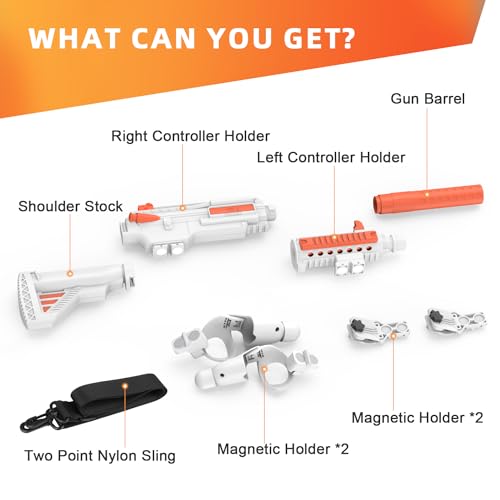 Tyasoleil VR Handle Accessories for Meta Quest 2 & 3,Humanized Weighted Gun Stock for Oculus Quest 2 & 3, Enhance Control Feel, Realistic FPS Gaming Experience(Large Model B)