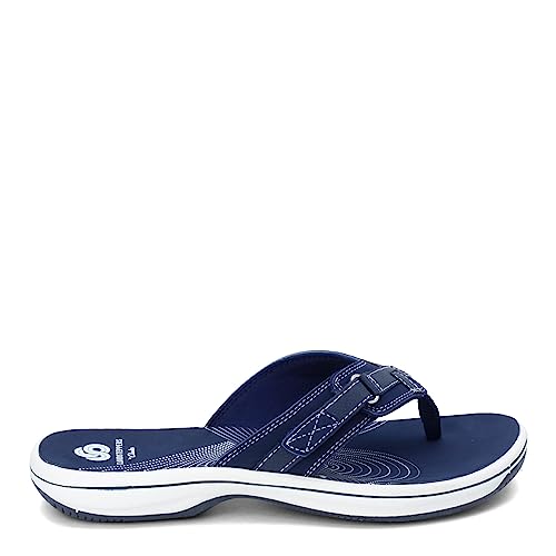 Clarks Women's Breeze Sea Flip Flop, New Navy Synthetic, 7 B(M) US