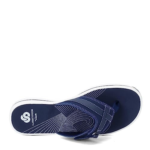 Clarks Women's Breeze Sea Flip Flop, New Navy Synthetic, 7 B(M) US