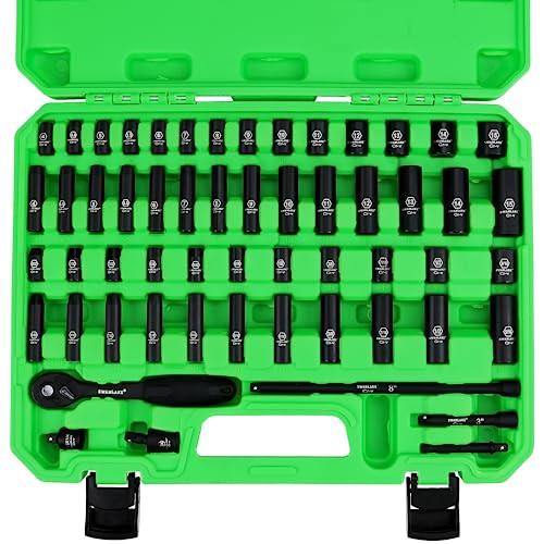 56-Piece SWANLAKE Impact Socket Set: SAE and Metric