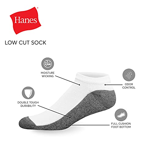Hanes mens Socks, 6-pair Pack B T Max Cushion Low Cut, Black/Grey Foot Bottom, 12 14 US