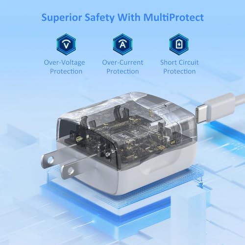 USB C Charger, 2 Pack 20W USB C Fast Wall Charger Block with 2 Pack 6 FT USB-C to C Cable for iPhone 15/15 Plus/15 Pro/15 Pro Max/Pad Pro/Air/Mini, Galaxy