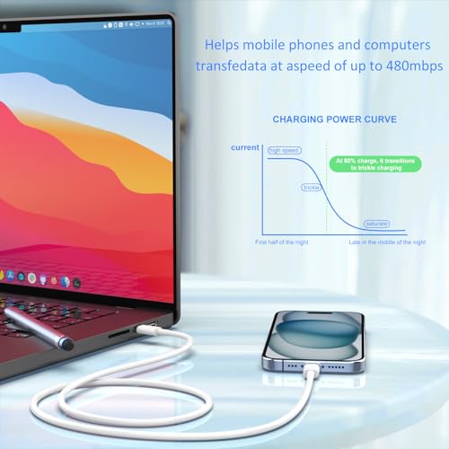 USB C Charger, 2 Pack 20W USB C Fast Wall Charger Block with 2 Pack 6 FT USB-C to C Cable for iPhone 15/15 Plus/15 Pro/15 Pro Max/Pad Pro/Air/Mini, Galaxy