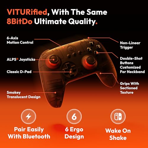 VITURE x 8BitDo Ultimate C Bluetooth Controller for Switch, Neckband, & Mobile Devices, With 6-axis Motion Control, Rumble Vibration, Enhanced Triggers, Wake On Shake