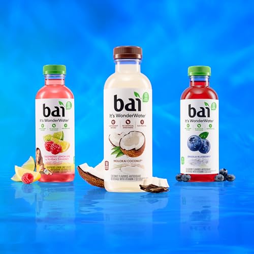 Bai Antioxidant Infused Water Beverage, Molokai Coconut, with Vitamin C and No Artificial Sweeteners, 18 Fluid Ounce Bottle, 12 Pack