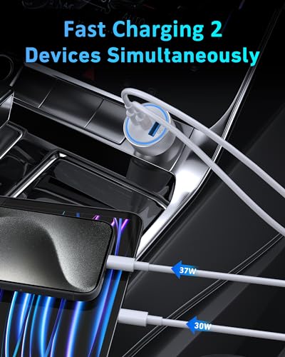 WODENTA iPhone 15/15 Pro Max Car Charger, 67W 3-Port Fast USB C Car Charger Power Cigarette Lighter Adapter with 3FT USB C to C Cable for iPhone 15/15 Plus/15 Pro Max, iPad Pro/Air/Mini, AirPods Pro