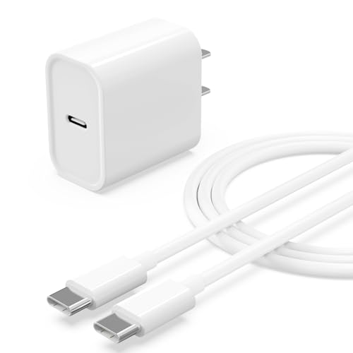 iPhone 15 USB C Charger, 20W USB C Fast Wall Charger Block with 6 FT USB-C to C Cable for Phone 15/15 Plus/15 Pro/15 Pro Max/Pad Pro/Air/Mini, Galaxy