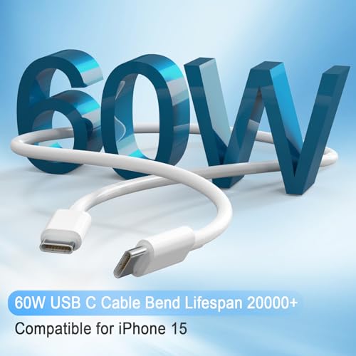 iPhone 15 USB C Charger, 20W USB C Fast Wall Charger Block with 6 FT USB-C to C Cable for Phone 15/15 Plus/15 Pro/15 Pro Max/Pad Pro/Air/Mini, Galaxy