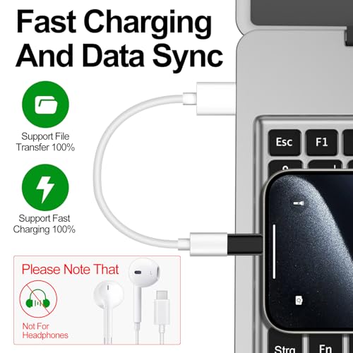 xiwxi【2*Lightning Female to USB C Male Charger Converter&【2*Type C Female to Lightning Male Adapter】 for iPhone 15 Pro Max Plus/14 13 12,Samsung,iPad Air,PD Fast Charging&Data Transfer,Not Audio/OTG