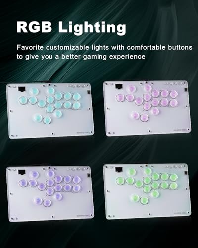 Leverless Controller Arcade Stick CosmoxGaming T16-C: Leverless Arcade Stick with Turbo,Leverless Controller for PC/PS3/PS4/Switch Game,Crystal Low-Profile Switch Arcade Stick Support Hot Swap & SOCD