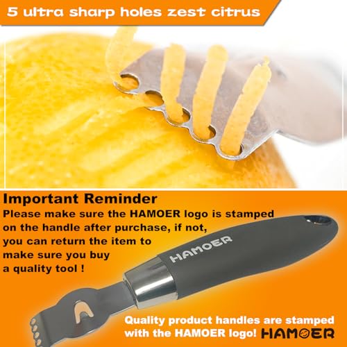 HAMOER Lemon Citrus Zester Tool Cheese Grater - Stainless Steel