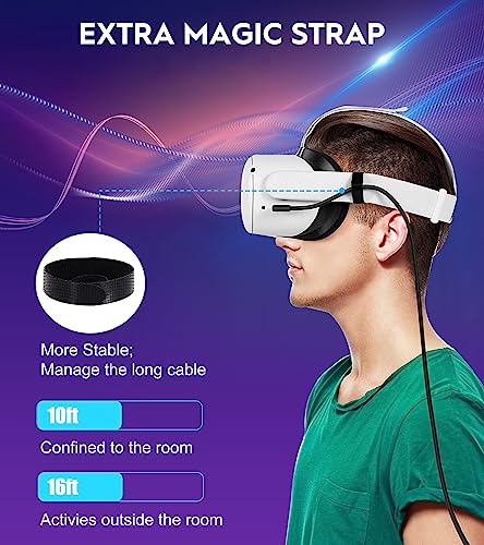 YRXVW Link Cable 16FT for Meta Oculus Quest 3/2/Pro, High-Speed Data Transfer Charging Cord Cable, USB 3.2 A to C Charger Wire for Oculus Quest VR Headsets Gaming PC/Steam VR (10FT)