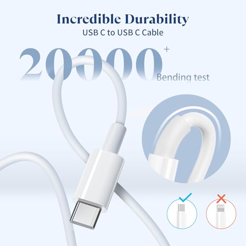 Ximytec 20W USB C Fast Charger [MFi Certified] Compatible with iPhone 15/15 Plus/ 15 Pro/ 15 Pro Max/iPad Pro/Samsung, 2Pack PD Type C Charger Blocks with 6FT USB C to C Cable