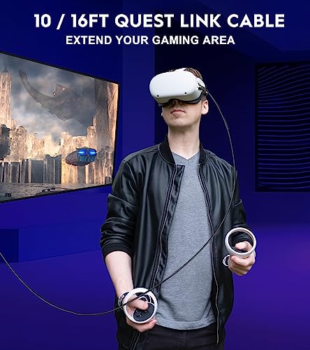 YRXVW Link Cable 16FT for Meta Oculus Quest 3/2/Pro, High-Speed Data Transfer Charging Cord Cable, USB 3.2 A to C Charger Wire for Oculus Quest VR Headsets Gaming PC/Steam VR (10FT)