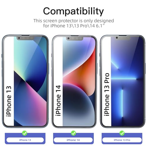 NEW'C [3 Pack Privacy Screen Protector for iPhone 14,13,13 Pro (6.1 Inch), Anti Spy Tempered Glass Film,Case Friendly Ultra Resistant
