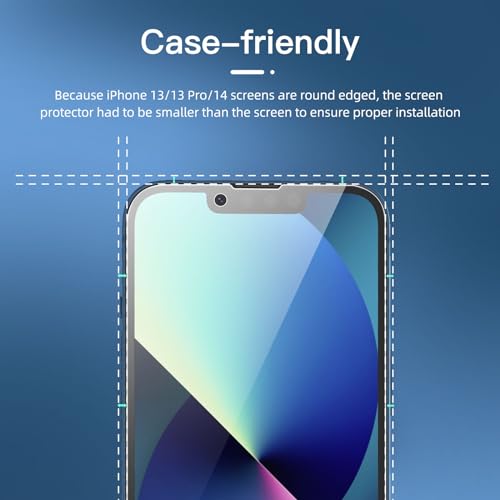 NEW'C [3 Pack Privacy Screen Protector for iPhone 14,13,13 Pro (6.1 Inch), Anti Spy Tempered Glass Film,Case Friendly Ultra Resistant