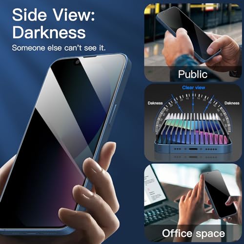 NEW'C [3 Pack Privacy Screen Protector for iPhone 14,13,13 Pro (6.1 Inch), Anti Spy Tempered Glass Film,Case Friendly Ultra Resistant