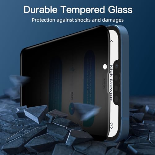 NEW'C [3 Pack Privacy Screen Protector for iPhone 14,13,13 Pro (6.1 Inch), Anti Spy Tempered Glass Film,Case Friendly Ultra Resistant