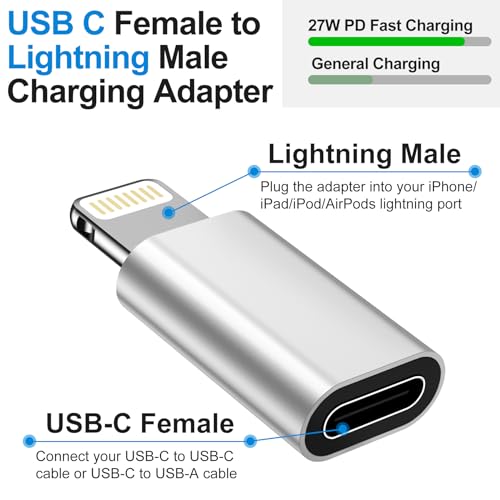 xiwxi [2*USB C to Lightning Adapter&[1*USB C to USB Adapter]&[1*USB A to USB C Adapter],Thunderbolt 4 Converter iWatch 9 8,iPhone 15 14 13 12 Plus Pro Max Mini,MacBook,Samsung Galaxy S23 S22,AirPods