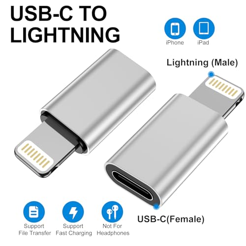xiwxi [2*USB C to Lightning Adapter&[1*USB C to USB Adapter]&[1*USB A to USB C Adapter],Thunderbolt 4 Converter iWatch 9 8,iPhone 15 14 13 12 Plus Pro Max Mini,MacBook,Samsung Galaxy S23 S22,AirPods