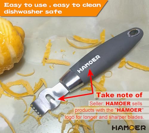 HAMOER Lemon Citrus Zester Tool Cheese Grater - Stainless Steel