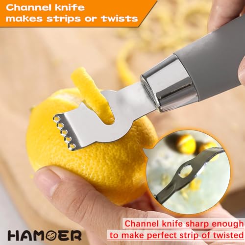 HAMOER Lemon Citrus Zester Tool Cheese Grater - Stainless Steel