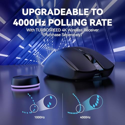 A.JAZZ AJ139 G Pro 4K Wireless Gaming Mouse Ultra-Lightweight with Dual Mode-Type C Wired/2.4Ghz USB Receiver up to 26000DPI 6 Programmable Button Ergonomic Symmetric for PS4 Xbox PC Mac Gamer(Black)