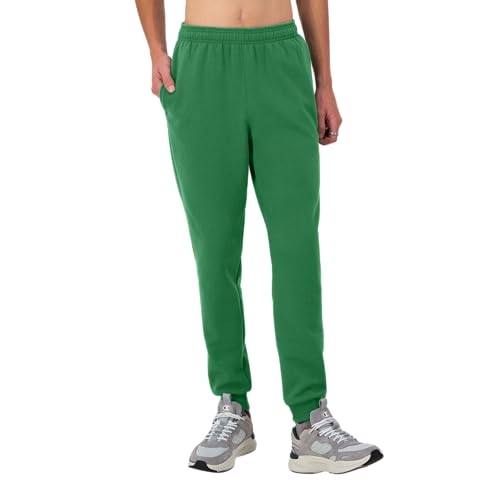 Champion, Powerblend, Fleece Joggers, Comfortable Sweatpants for Men (Reg. or Big & Tall), Road Sign Green C Patch Logo