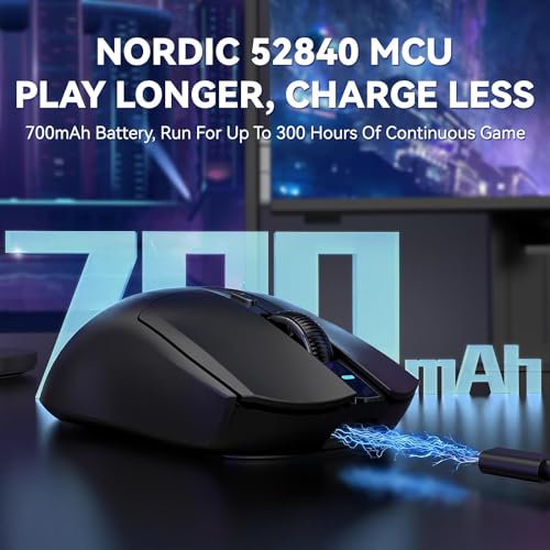 A.JAZZ AJ139 G Pro 4K Wireless Gaming Mouse Ultra-Lightweight with Dual Mode-Type C Wired/2.4Ghz USB Receiver up to 26000DPI 6 Programmable Button Ergonomic Symmetric for PS4 Xbox PC Mac Gamer(Black)