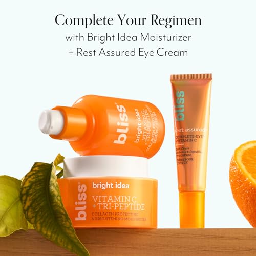 Bliss Bright Idea Vitamin C + Tri-Peptide Collagen Brightening Face Skincare Serum - Anti Aging, Boosts Skin Elasticity - Clean - Vegan & Cruelty-Free - 1 Fl Oz