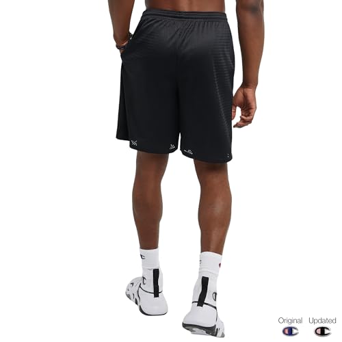 Champion Mens Shorts, Mesh Gym Lightweight Athletic (Reg. Big & Tall) Running-shorts, Black C Patch Logo, Large US